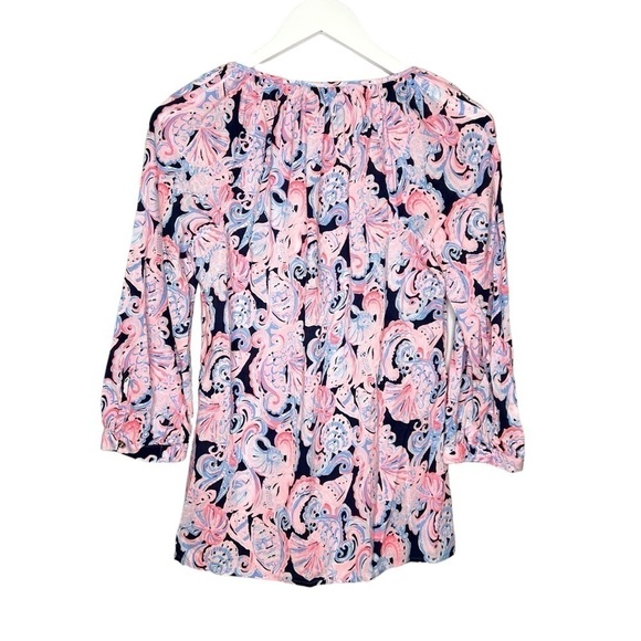 Lilly Pulitzer Willa Top Its for Shore High Tide Navy Size XS NEW - Picture 3 of 14